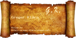 Greger Klára névjegykártya